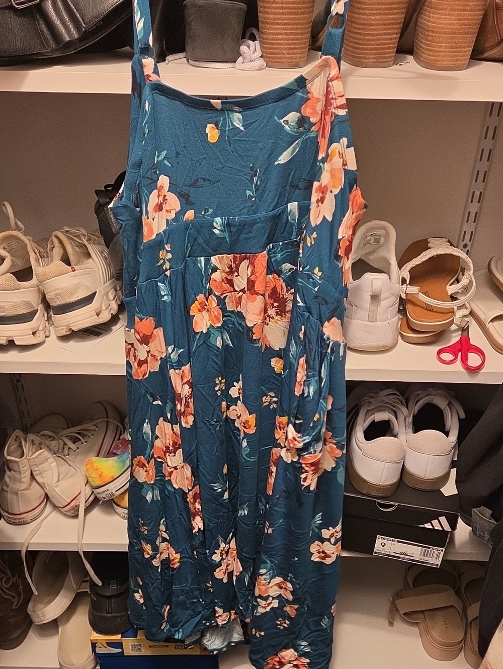 Super Soft Teal Floral Tie-Front Sundress - Picture 2 of 2
